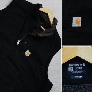 Carhartt Workwear Vest Men's XXL Black Washed Duck Sherpa Lined Canvas 0V4277-M